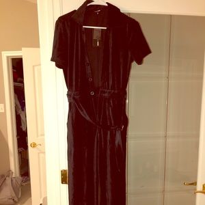 Fashion Nova black velvet jumpsuit.